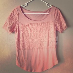 NY&Co lace peach/coral top